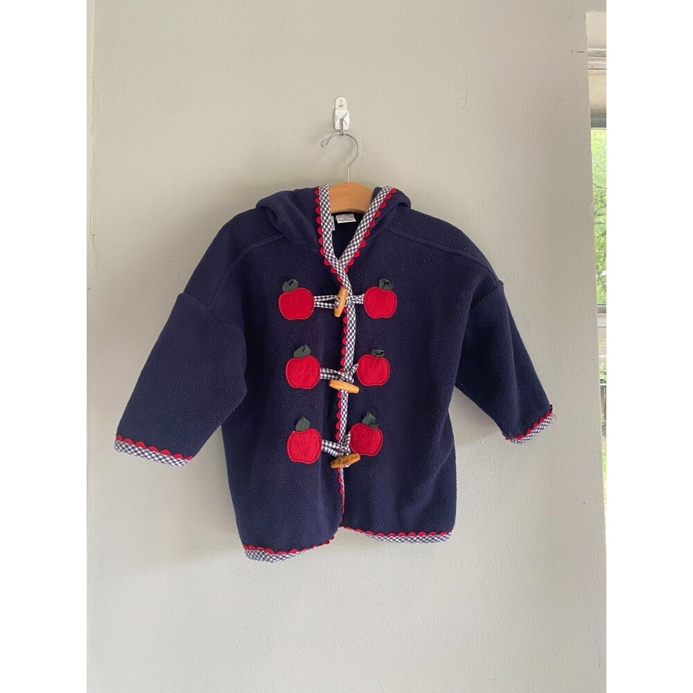 Rare 90's Y2K Vintage Hartstrings Apple Toggle Buttons Fleece Jacket Preppy 2T
